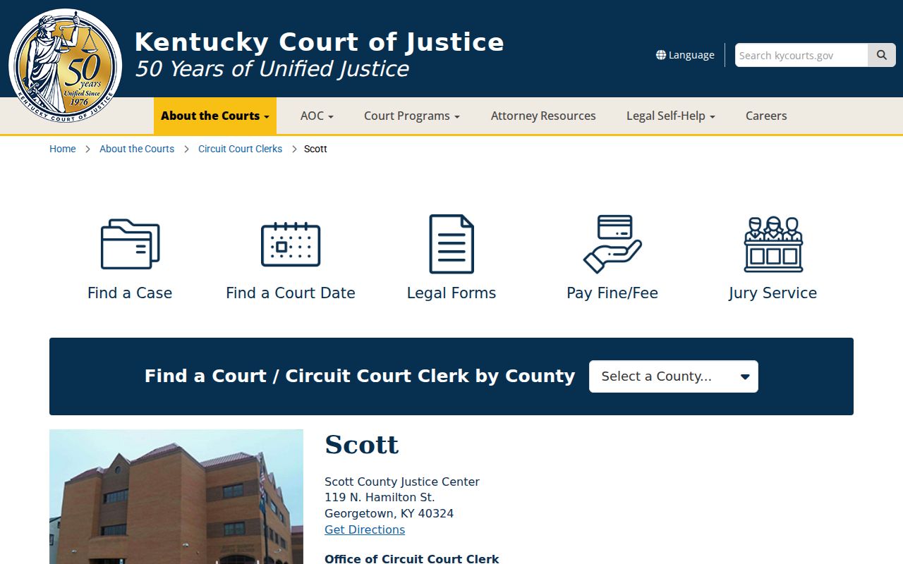 Scott County court case lookup at the Justice Center